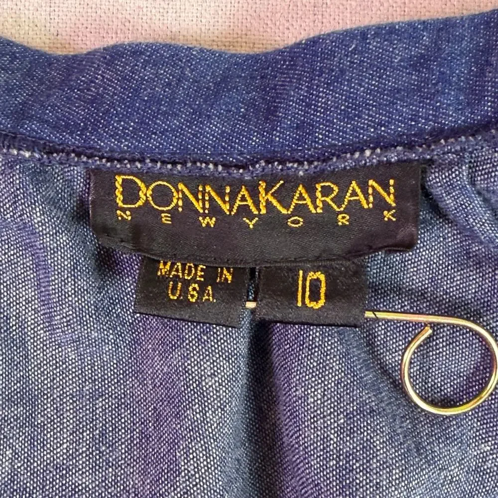Vintage 90s Donna Karen New York Chambray Full Sweep Maxi Skirt Women's 10 USA - Picture 10 of 13